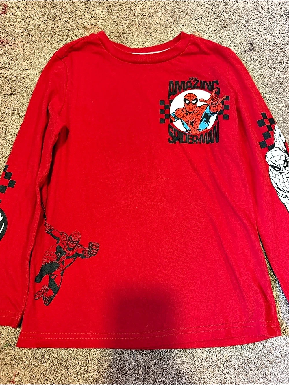 Jumping Beans Marvel Spider-Man Boys Long Sleeve Tee Red & Black Like New